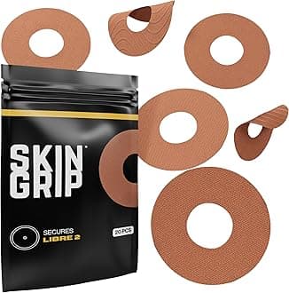 Skin Grip Freestyle Libre 2 & Lingo Sensors Cover – Compatible with Infusion Sets, Waterproof Adhesive Tape, Covers w/Cutout (Not for Libre3), Lasts 10-15 Days, CGM Sensor Patches, Chocolate