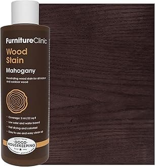 Furniture Clinic Wood Stain | Mahogany | Water Based | Fast Drying, Low Odor, & Non-Toxic | for Indoor & Outdoor Furniture and More | Multiple Finishes | (8.5oz / 250ml)