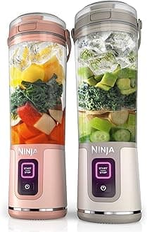 BC155PS Blast Two-Pack Portable Blender, Cordless, 18oz. Vessel, Personal Blender-for Shakes & Smoothies, BPA Free, Leakproof-Lid & Sip Spout, Rechargeable, Dishwasher Safe Parts, Peach & Stone