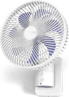 Airbition 8'' Small Wall Mount Fan with Remote Control, 90°Oscillating, 4 Speeds, Timer, Included 120° Adjustable Tilt, High Velocity, 70Inch Cord, for RV Bedroom Home Office Garage