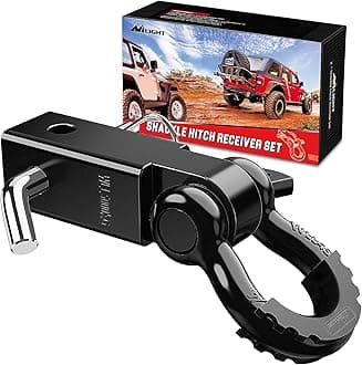 Shackle Hitch Receiver 2Inch 45000 LBs Breaking Strength 3/4" D Ring Shackle w/Trailer Hitch Pin Heavy Duty Solid Recovery Towing Kit for Trucks Jeeps Off-Road
