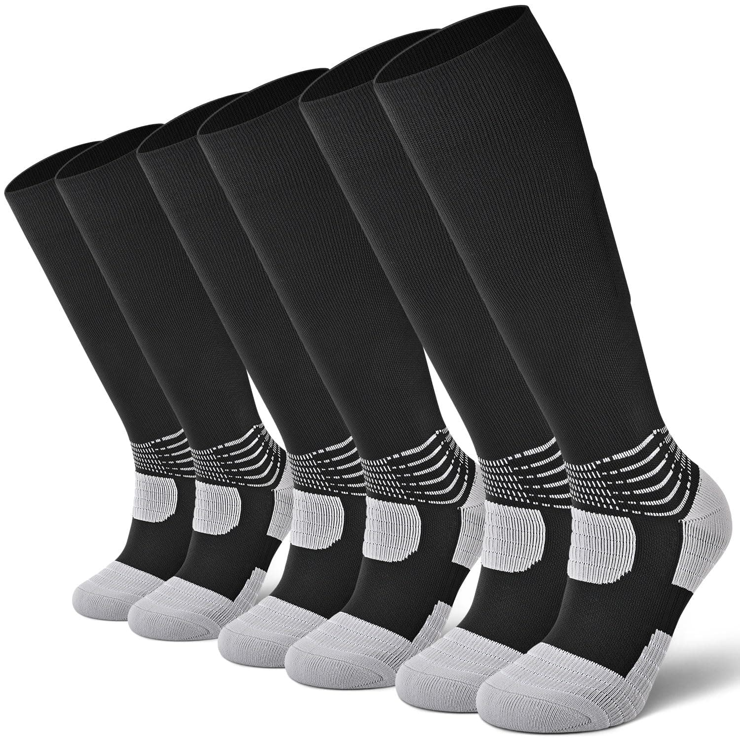 Compressive Soccer Socks Ankle Compression Support Coolmax Wicking Anti-Slip Football Baseball Softball 1/2/3 Packs