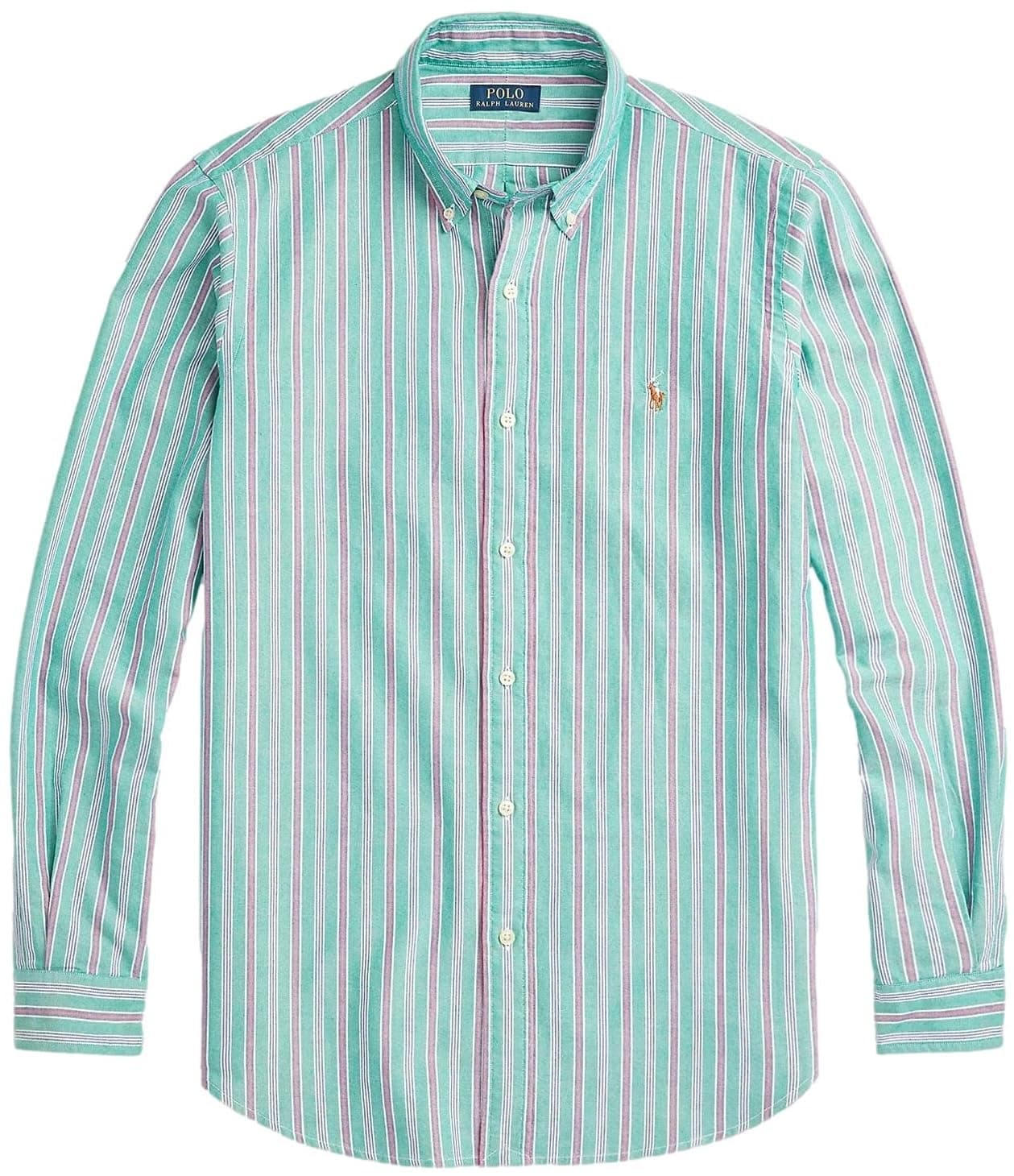 Polo Ralph Lauren POLO RALPH LAUREN Men's Long Sleeve Oxford Button Down Shirt (XL, StripedGreenPink)