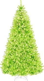 Best Choice Products 6ft Pre-Lit Lime Green Christmas Tree, Full Artificial Holiday Decoration w/ 947 Branch Tips, 250 Lights, Foldable Base