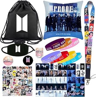 K-Pop Boy Group Fan Merchandise Merch Gifts Set Includes Backpack Pillow Case Photocards Bracelets Face Mask Lanyard Stickers Button Pin Phone Stand Kpop Merch