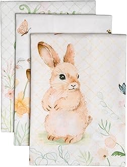 Maison d'Hermine Kitchen Towels 100% Cotton 27.50" x 20" Cloth Dish Towels for Kitchen Absorbent for Home, Dining, Cocktail Parties - Gifts for Mothers Day Spring/Summer (Easter Dew, Set of 3)