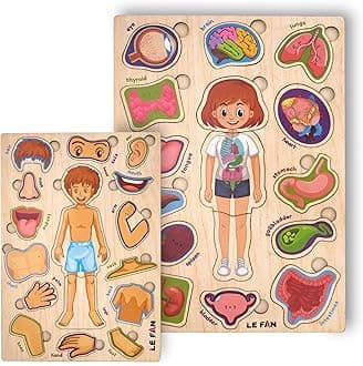 Lefan� Body Part Wooden Puzzle Kids Games Toys for Kids 3+ Jigsaw Puzzles for Adults Baby Learning Toys Educational Toys for 2 Board Game