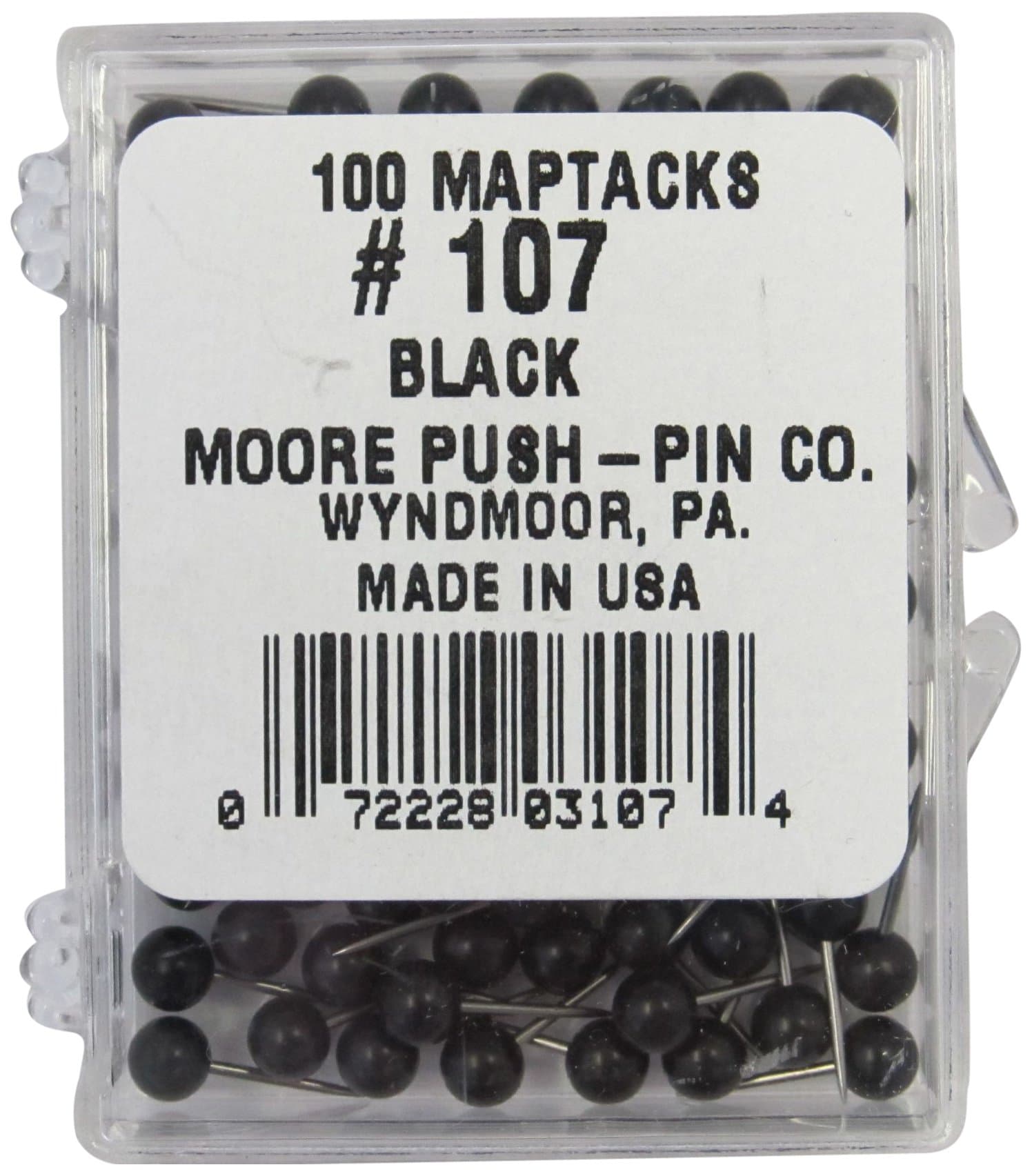 Moore Push Pin - Black (Pack of 100)