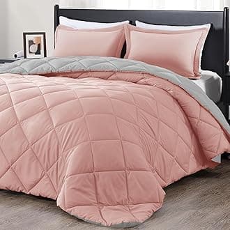 downluxe Twin Comforter Set - Pink and Grey Twin Comforter, Soft Bedding Sets for All Seasons -2 Pieces - 1 Comforter (66"x92") and 1 Pillow Sham(20"x26")