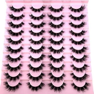 HBZGTLAD 20 Pairs 25 mm 3d Mink Lashes Bulk Faux with Custom Box Wispy Natural Mink Lashes Pack Short Wholesales Natural False Eyelashes (ja29)