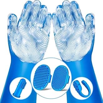 6PCS Pet Grooming Kit for Dogs,Cats and Horses | Dog Washing Gloves | Dog Bath Brush | Dog Bath Gloves | Dog Shampoo Brush | Pet Grooming Gloves | Dog Bath Supplies (Navy Blue)