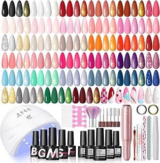 COSCELIA 66pcs Gel Nail Polish Kit with U V light and Drill 35 Colors Spring Gel Polish Set 5pcs Top Base Coat Nail Art Starter French Gel Manicure Kit Gifts for Women Girls