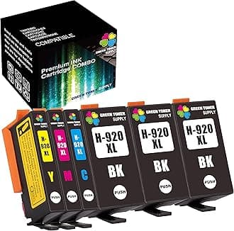 6-Pack Compatible 920XL Ink Cartridge 920 (3xB+CYM) 920XL 920 Ink Cartridge Work in HP OFFICEJET 6000 6500A 6500 7500 Printers