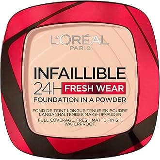 L'Oreal Paris Infallible 24H Fresh Wear Foundation in a Powder, 180 Rose Sand, 9g | Waterproof, sweatproof & transferproof formulation | 24H long-lasting, unshakable foundation