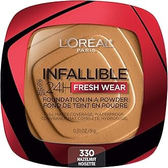 Makeup Infallible Fresh Wear Foundation in a Powder, Up to 24H Wear, Waterproof, Hazelnut, 0.31 oz. (Packaging May Vary)