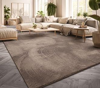 TT Home Large Rug Short Pile Monochrome Modern Design Washable, colour:Taupe, Size:240x340 cm