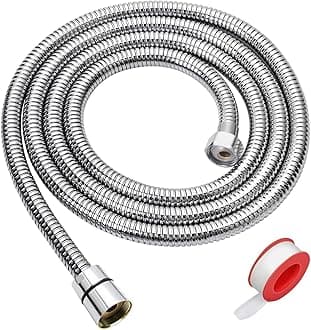 - Shower Hose Extra Long 90 Inches Brushed Chrome Handheld Shower Head Hose with Brass Insert and Nut - Lightweight and Flexible