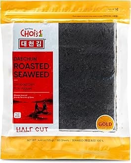 CHOI'S 1 DAECHUN LAVER CO., LTD. Sushi Nori, Resealable, Gold Content, Product of Korea 100 Half Sheets