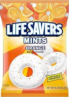 Orange Mints, Individually Wrapped, for Snacking, Sharing, Office Parties, and Pantry Stocking, 6.25 Ounces (12 Hard Candy Bags)