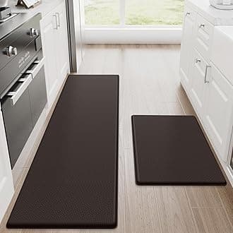StepRite Kitchen Mats, 2PCS Kitchen Rugs, Cushioned Anti Fatigue Kitchen Mats for Floor, Non-Slip Standing Desk Mat, Waterproof Kitchen Rug Set for Kitchen, Floor, Office,17.3"x30"+17.3"x59",Chocolate