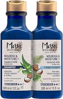 - Nourish & Moisture + Coconut Milk Shampoo + Conditioner to Hydrate and Detangle Curly Hair, Lightweight Daily Moisturizing Shampoo, Vegan, Silicone & Paraben-Free, 13 Fl Oz
