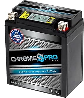 Chrome S Pro iGel YTX7L-BS Battery – 85 CCA, Gel Electrolyte, LED Display, 12V 6Ah – Fits ATV, Motorcycle, Scooter, Jet Ski, Dirt Bike, UTV, Snowmobile & More – T3 Nut & Bolt Terminal