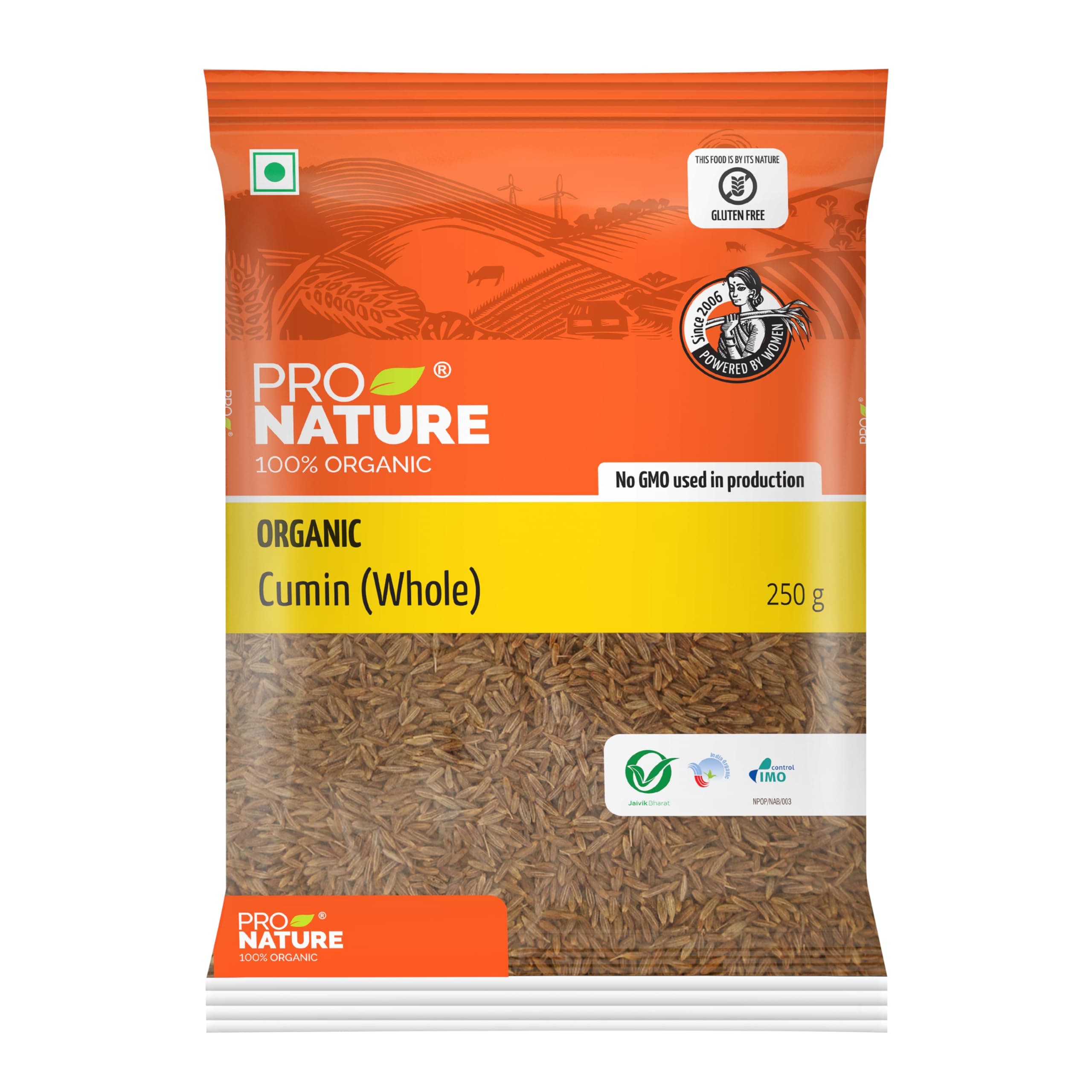 100% Organic Cumin, Whole, 250grams