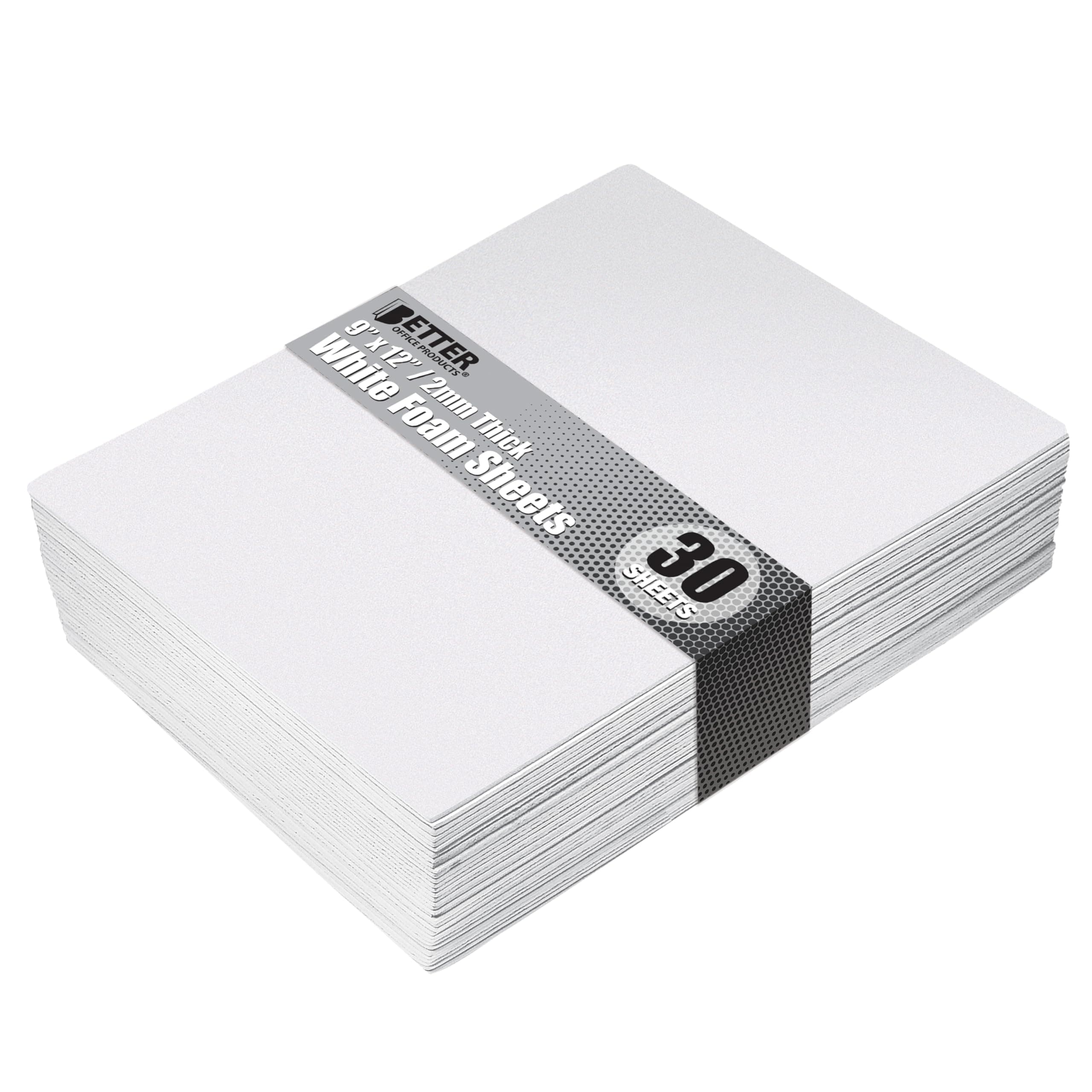 Better Office Products White EVA Foam Sheets, 30 Pack, 2mm Thick, 9 x 12 Inch, White Color, for Arts and Crafts, 30 Sheets Bulk Pack