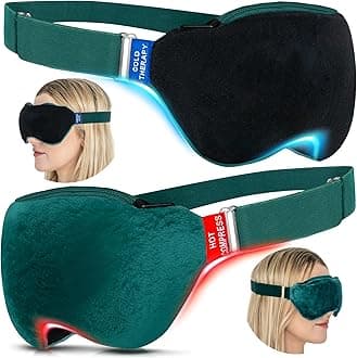 Heated & Cooled Eye Mask - Black Silk, 8.27in. x 3.74in., Pull On, Hot & Cold Therapy, HydroBead Technology, Color-Changing Safety, Ideal for Dry Eyes, Puffy Eyes, Migraine Relief