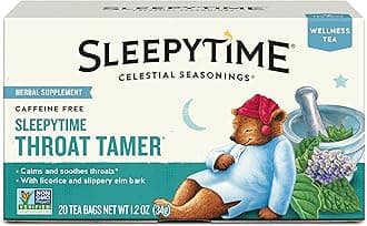 Celestial Seasonings Wellness Tea, Sleepytime Throat Tamer, Caffeine Free Sleep Tea, 20 Tea Bags