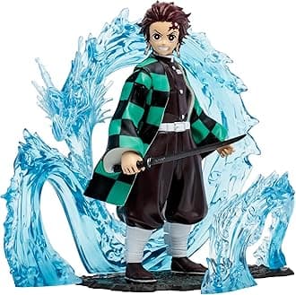 McFarlane Toys Demon Slayer Tanjiro Kamado 5-Inch Deluxe Action Figure - Fun Pint-Sized Collectible with Articulation, Sword, Water Breathing First Form, and Demon Slayer Theme
