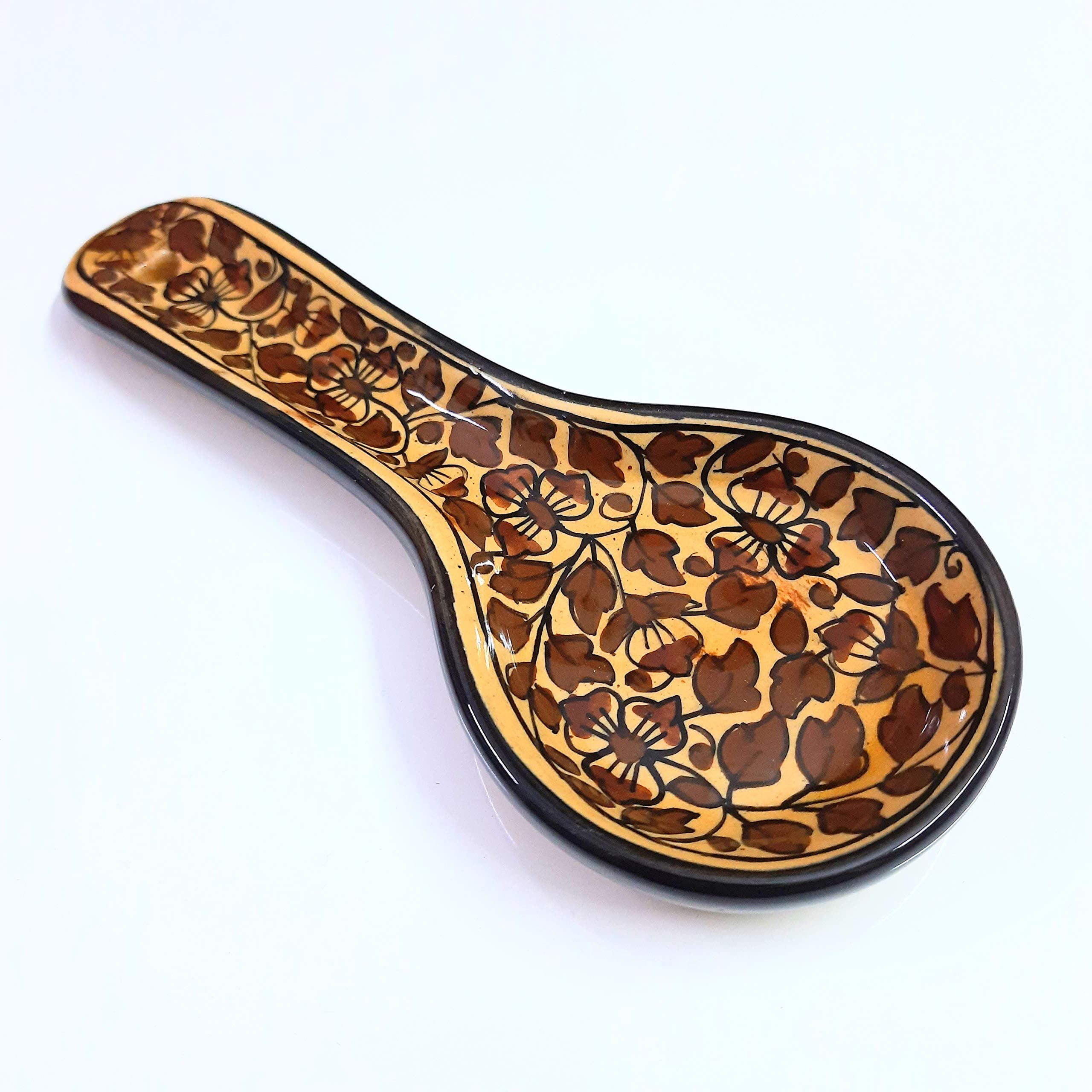 Your Style Hand Painted Ceramic Spoon Rest Holder (Brown)
