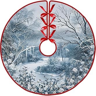 Christmas Nature Christmas Tree Skirt by Leo Walker Red White Cloth Christmas Tree Base Cover Skirts Decor for Xmas Party Holiday Home Garden Tree Skirt 36 Inch