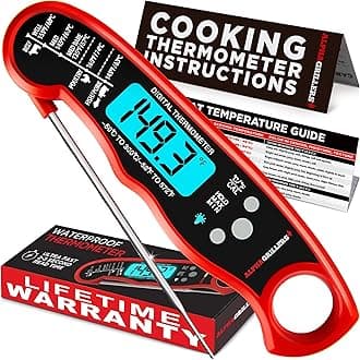 Instant Read BBQ Meat Thermometer For Grill And Cooking. Sold In Elegant Gift Box. Best Ultra Fast Digital Food Probe. Includes Internal Meat Temperature Guide. By Alpha Grillers