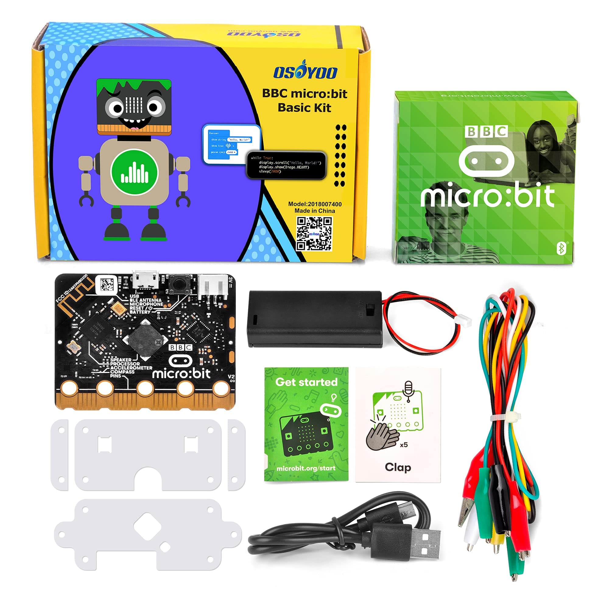 OSOYOO Basic kit for BBC Micro:bit Include microbit Controller V2, Early STEM Education for Beginner and Kids, Toturials Included