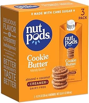 nutpods Cookie Butter Non Dairy Coffee Creamer, Sweetened with Organic Cane Sugar, Made from Almonds and Coconuts, Gluten Free, Non-GMO, Vegan, Kosher, Plant Based (3-Pack)