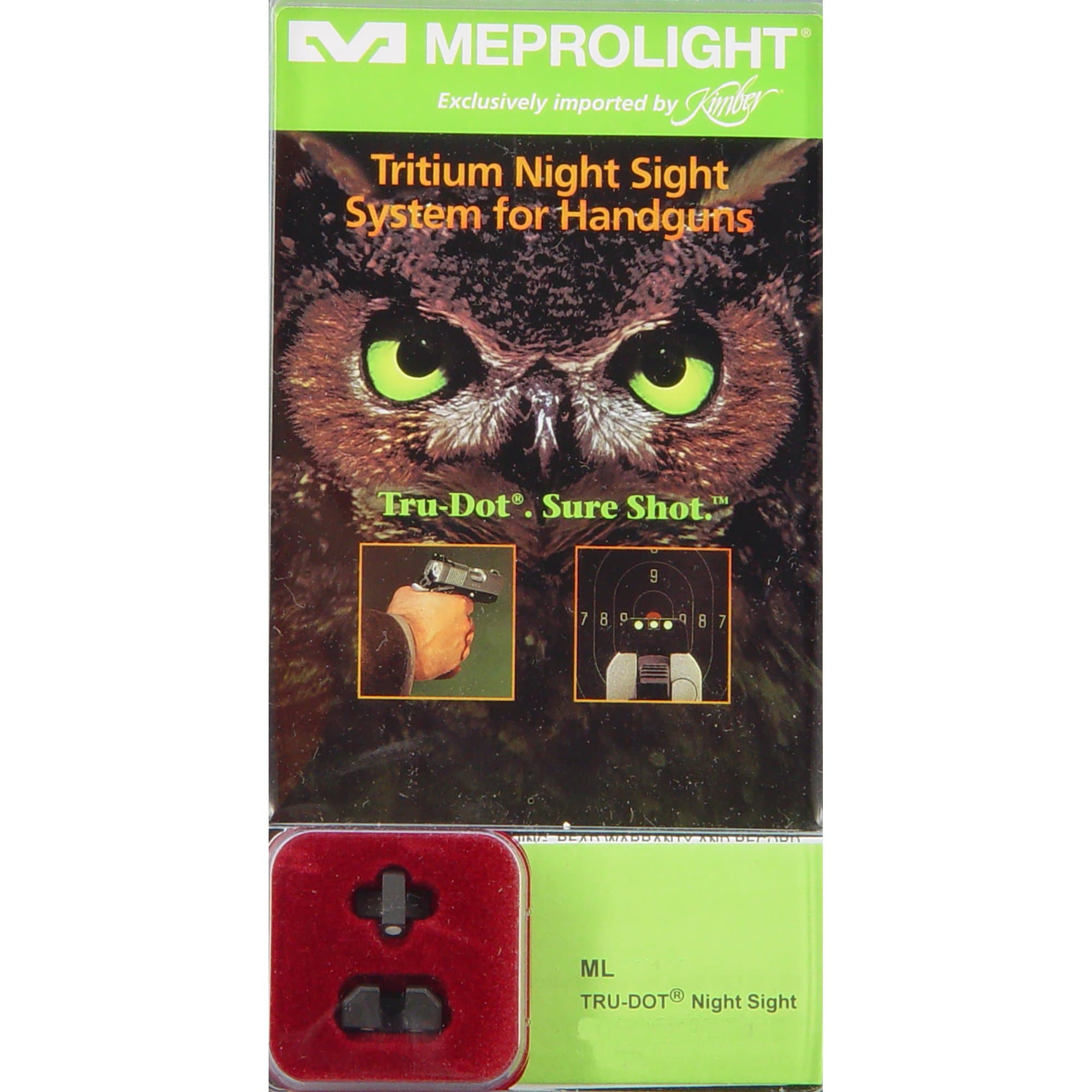 Meprolight Kimber Tru-Dot Night Sight for Slant Custom, Compact and Ultra - Fixed Set with Green Rear and Front Sight