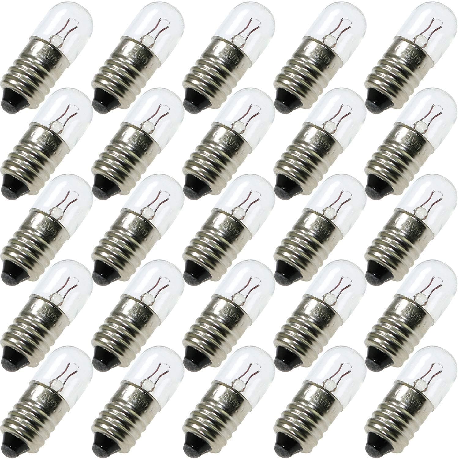 MEETOOT 25pcs E10 Mini Light Bulbs 6.3V 0.15A Physical Electrical Experiment Screw Base Indicator Light Incandescent Bulb Old-Fashioned Flashlight Lamp