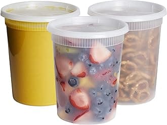 GUSTO [32 oz. - 24 Count Plastic Deli Containers with Lids - Disposable Food Storage Containers With Airtight Lids, Ideal for Soups, Stews, and Meal Prep
