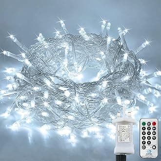 String Lights Mains Powered,120LED 15M/49ft Fairy Lights Plug in,8 Modes Remote Control Garden Lights Waterproof, Indoor/Outdoor for Bedroom,Wedding,Party,Christmas Decorations(Cold White)