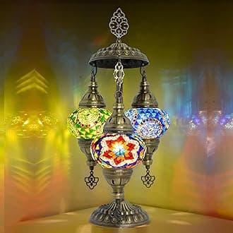 Mozaist Turkish Mosaic Lamp with Bulb – Anatolian Star 3 Globe Table Light