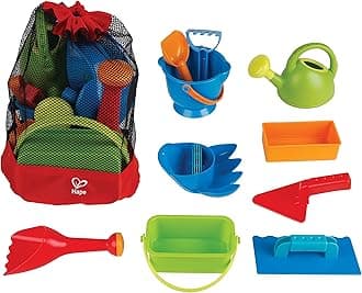HapeBig Beach Toy Essential Set with Durable Mesh Bagpack| 10 PCs Beach Sand Toys Accessories for Kids