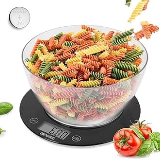 Duronic Digital Kitchen Scales KS7000, 1.5L Bowl, 5KG Capacity, Digital Display, Add & Weigh Tare, 1g Precision, Measure Ingredients for Cooking & Baking (Black Clear, 1.5L)