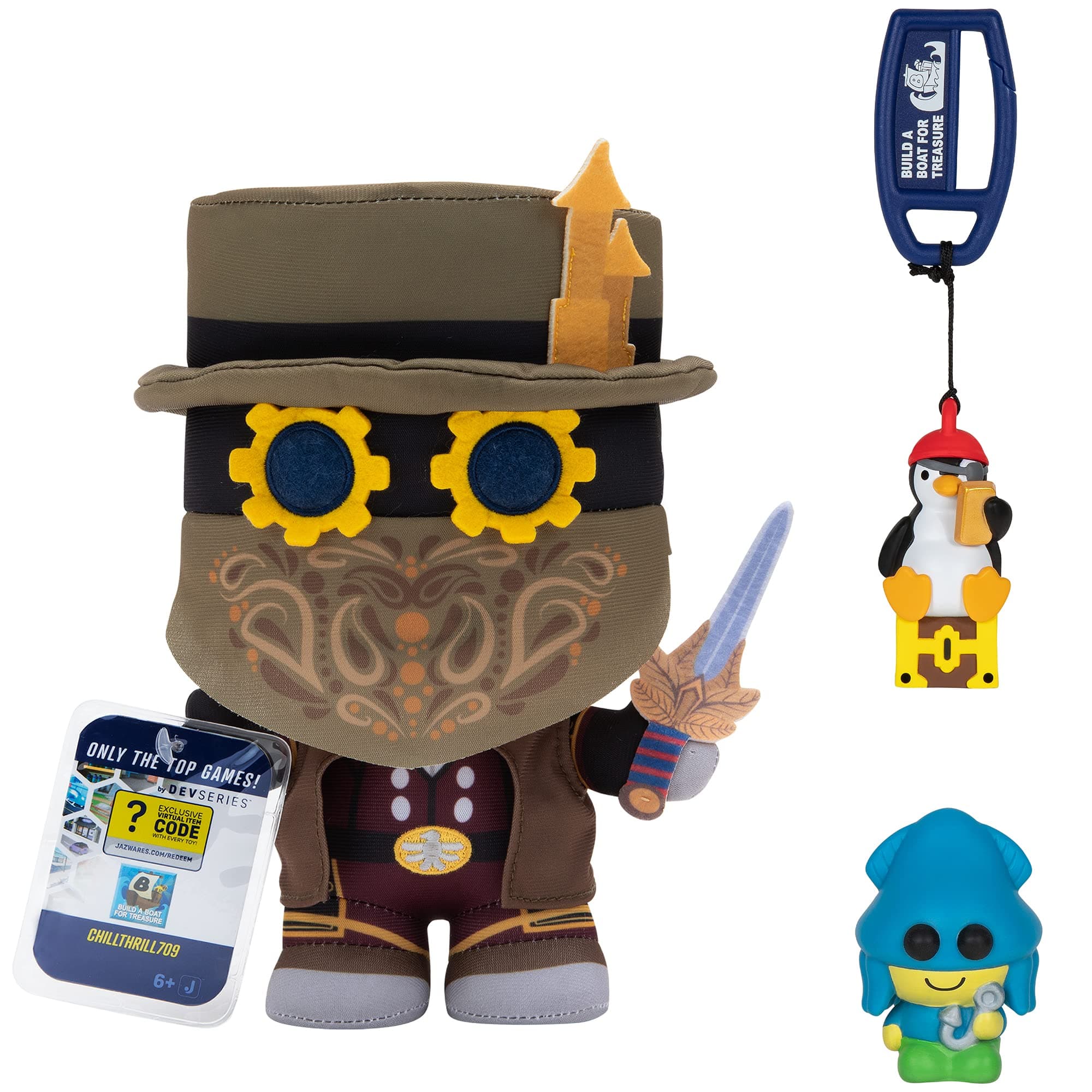 DevSeries Build A Boat for Treasure Collector Bundle - Three Exclusive Virtual Item Codes with Plush, Squooshems, and Hanger