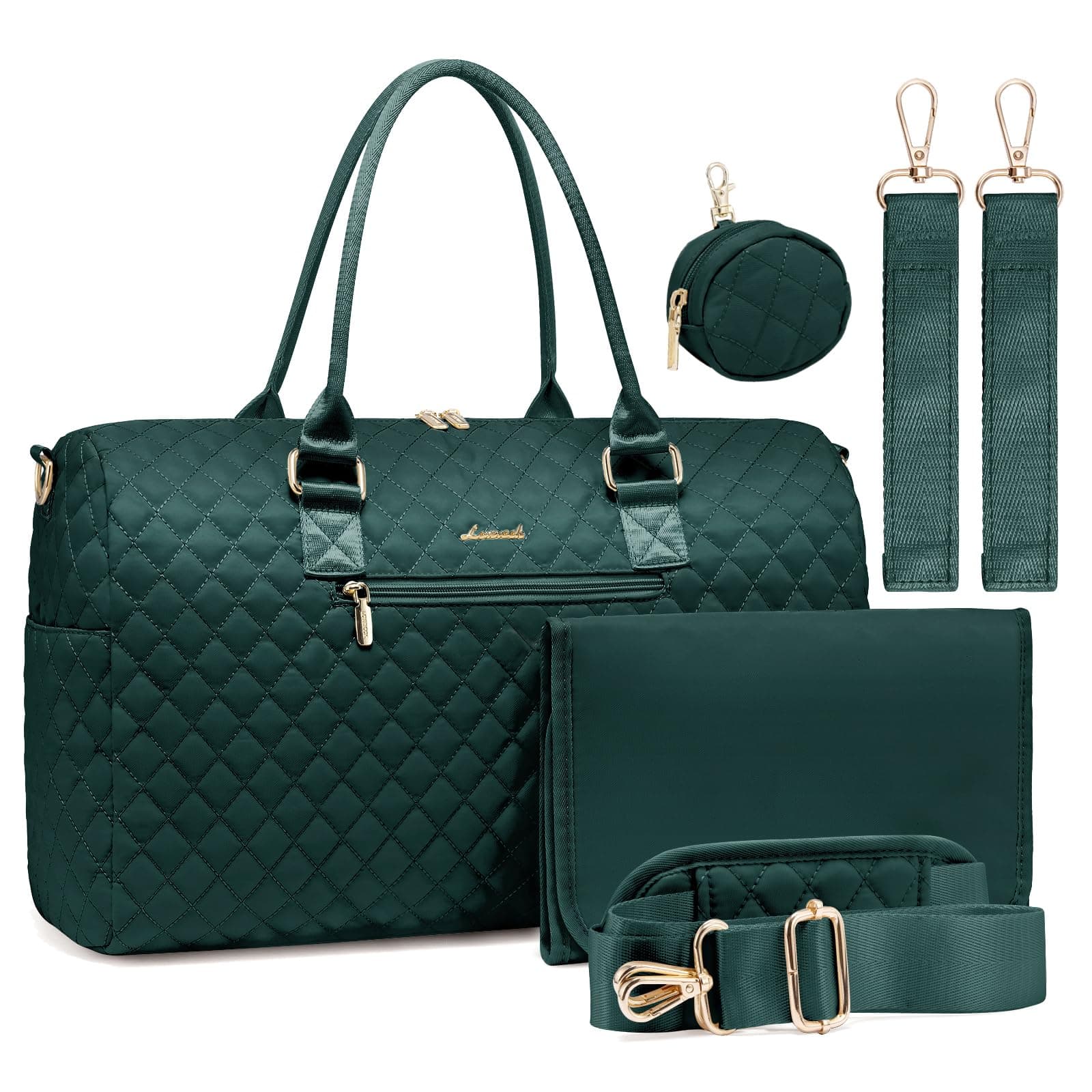 Diaper Bag Tote with Pacifier Case and Changing Pad, Large Capacity Mommy Bag for Hospital and Weekender Travel, Functional Baby Bag Newborn Baby Essential, Dark Green, Large