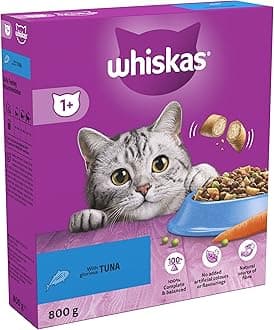 WEUANY Whiskas 1+ Tuna Pack of 5 x 800 g Bags, Adult Cat Dry Food