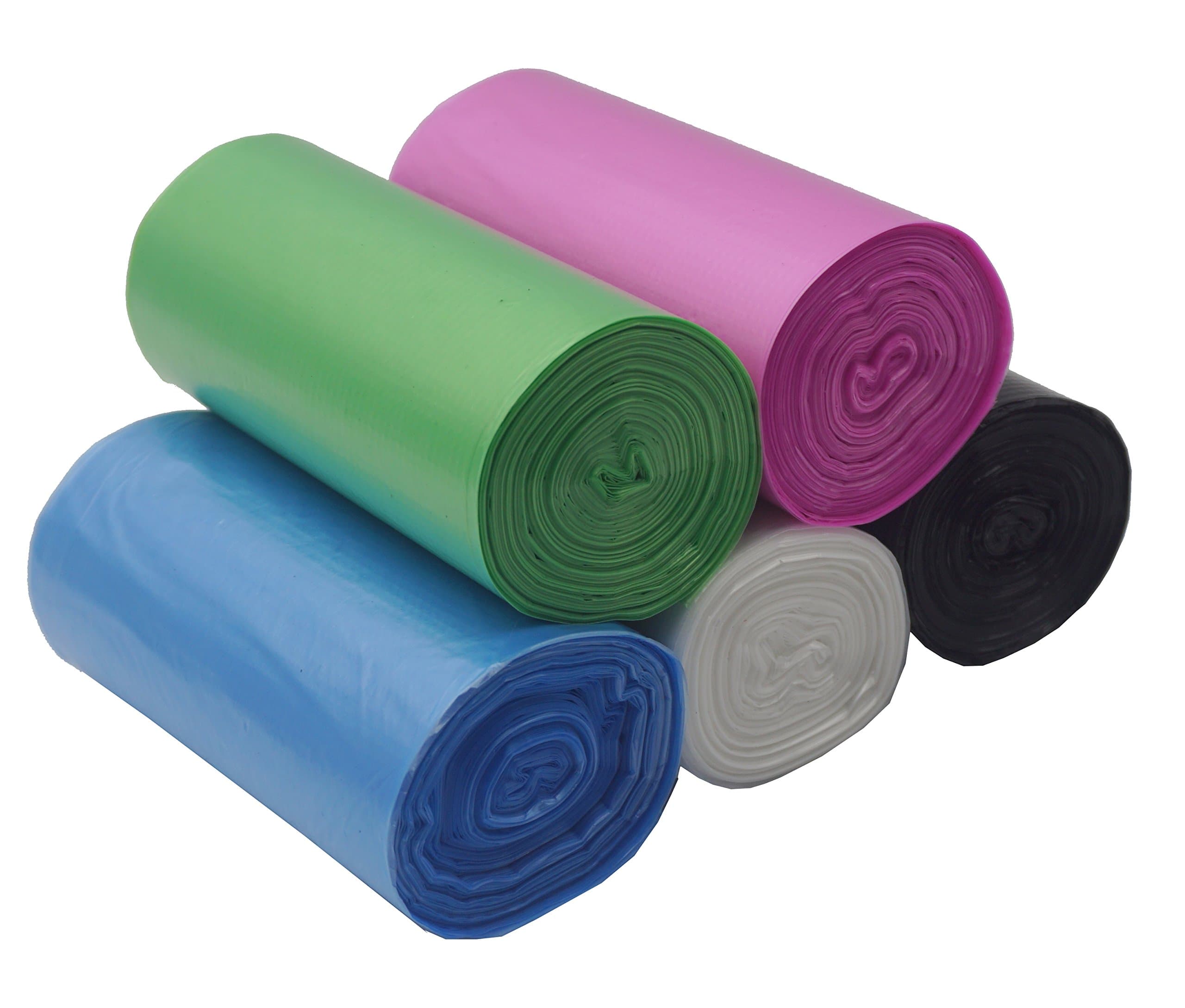 Small Trash Bag,Gereen 0.8-1.2 Gallon Extra Strong Trash bag Garbage Bag Trash Can Liner,150 Counts 5 Color for Home,Office,Car (0.8-1.2 Gallon, Black+White+Pink+Blue+Green)