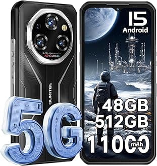 OUKITEL WP55 Pro 5G Rugged Smartphone Unlocked Android 15, 48GB+512GB/TF 2TB CellPhones, 11000mAh(33W) Battery, 6.6" FHD+120HZ Display, 108MP Camera, 5G Dual SIM Phone, NFC/GPS/OTG/IP68/IP69K
