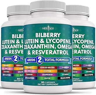 Eye Health Vitamins with Bilberry Lutein & Zeaxanthin Lycopene Resveratrol Grape Seed Extract Astaxanthin - Eye Vitamin - 180 Count