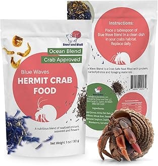 Blue Waves Hermit Crab Food – Marine Protein with Krill, Bloodworms & Sea Veggies – 30g – Snout and Shell